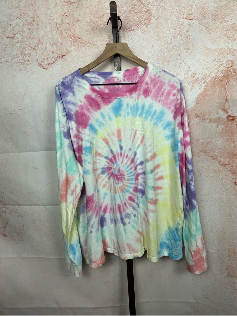 IVORY ELLA tie dye sunburst swirl top size XXL long sleeve tee t shirt cotton
